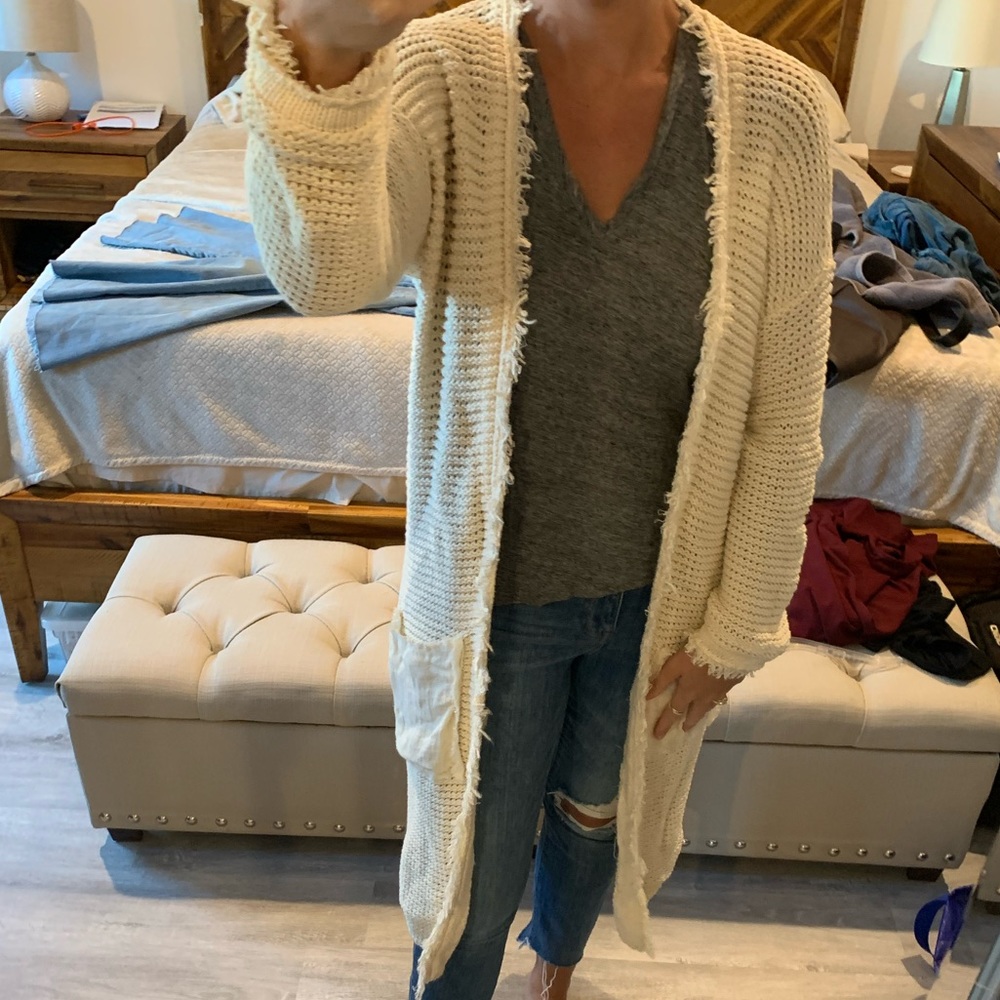 Free people ivory cardigan with pockets